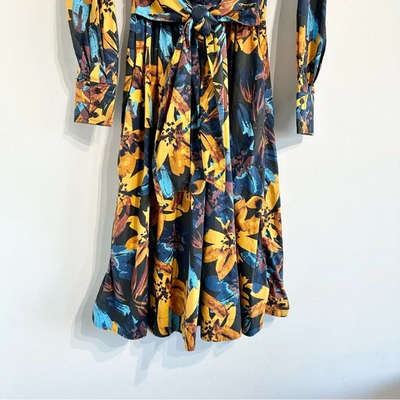 Marissa Webb Lily Floral Shirtdress long sleeve poplin cotton v-neck midi - Picture 5 of 13